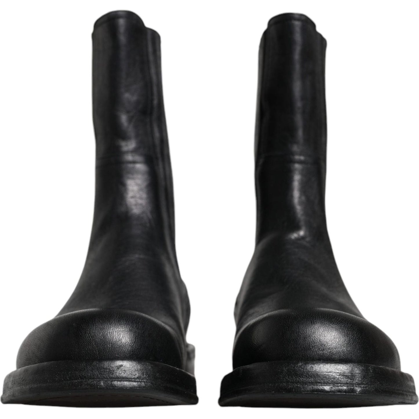 Dolce & Gabbana Black Horse Leather Mid Calf Boots Shoes Dolce & Gabbana Dark Slate Gray