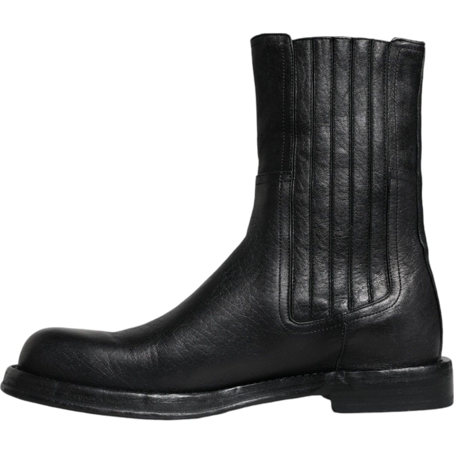 Dolce & Gabbana Black Horse Leather Mid Calf Boots Shoes Dolce & Gabbana Dark Slate Gray