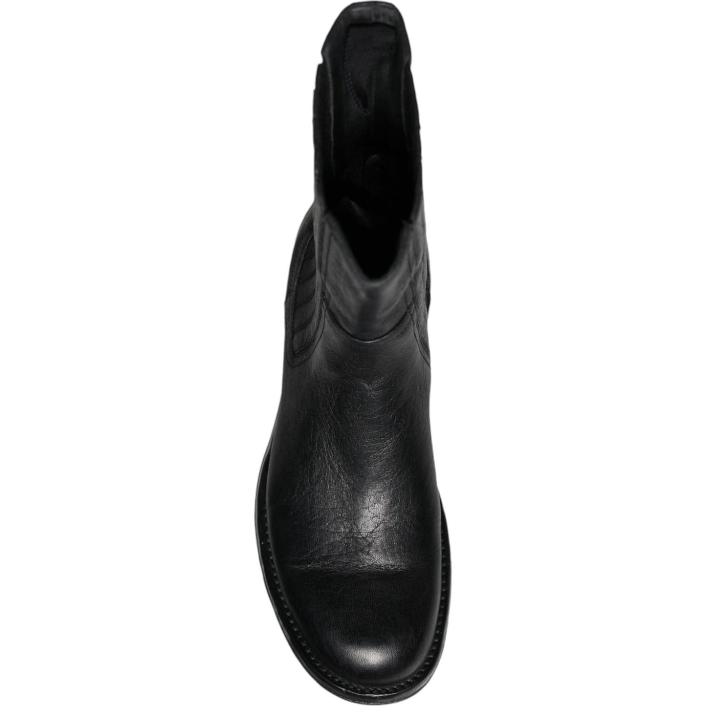 Dolce & Gabbana Black Horse Leather Mid Calf Boots Shoes Dolce & Gabbana Black
