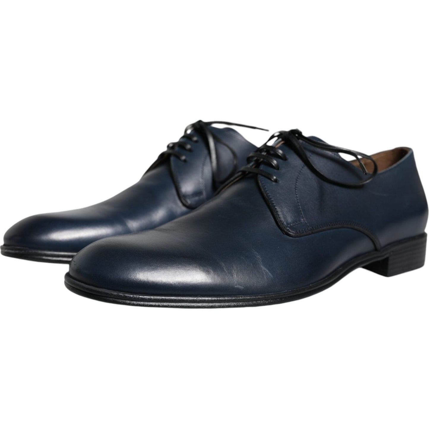 Dolce & Gabbana Navy Blue Leather Derby Dress Formal Shoes Dolce & Gabbana Dark Slate Gray
