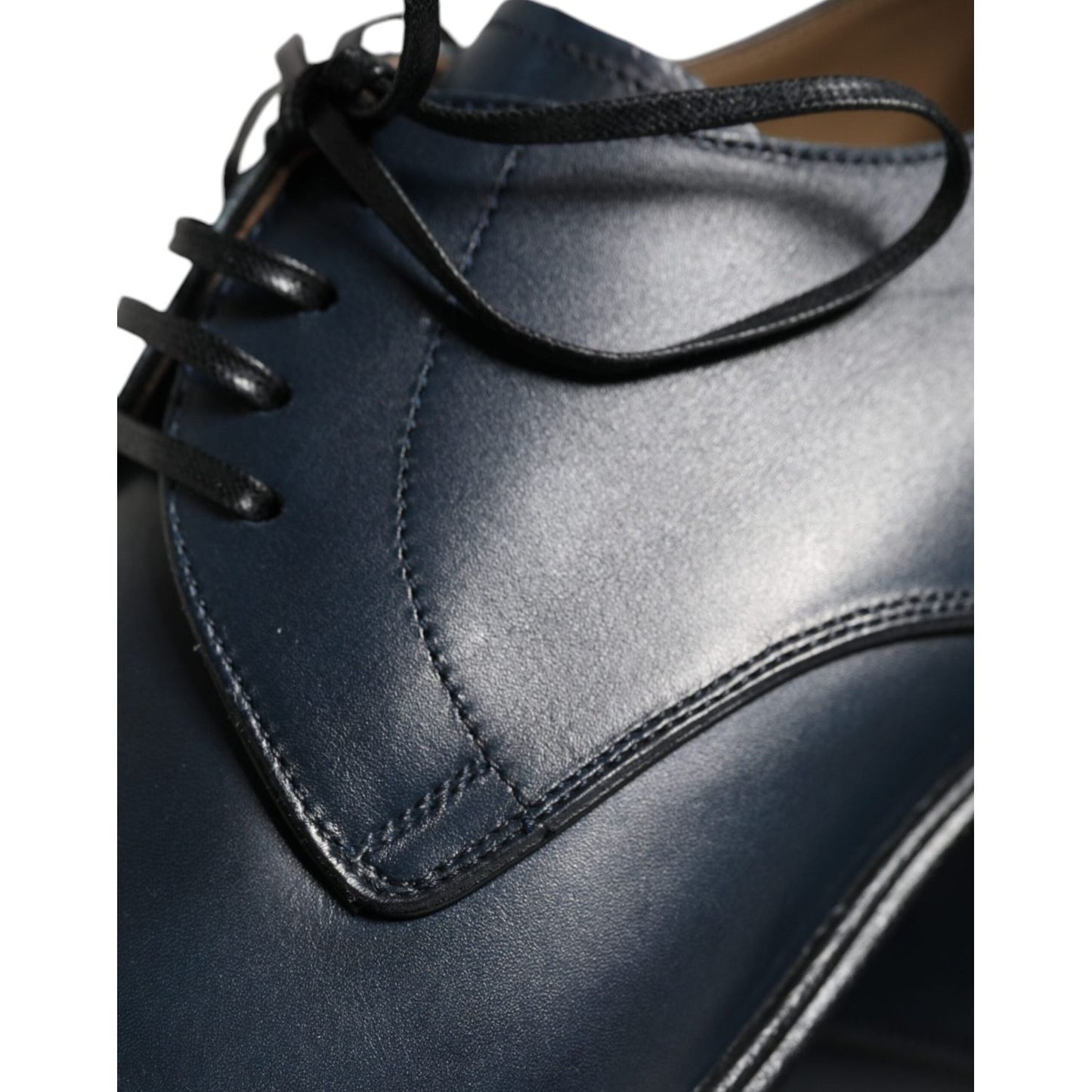 Dolce & Gabbana Navy Blue Leather Derby Dress Formal Shoes Dolce & Gabbana Dark Slate Gray