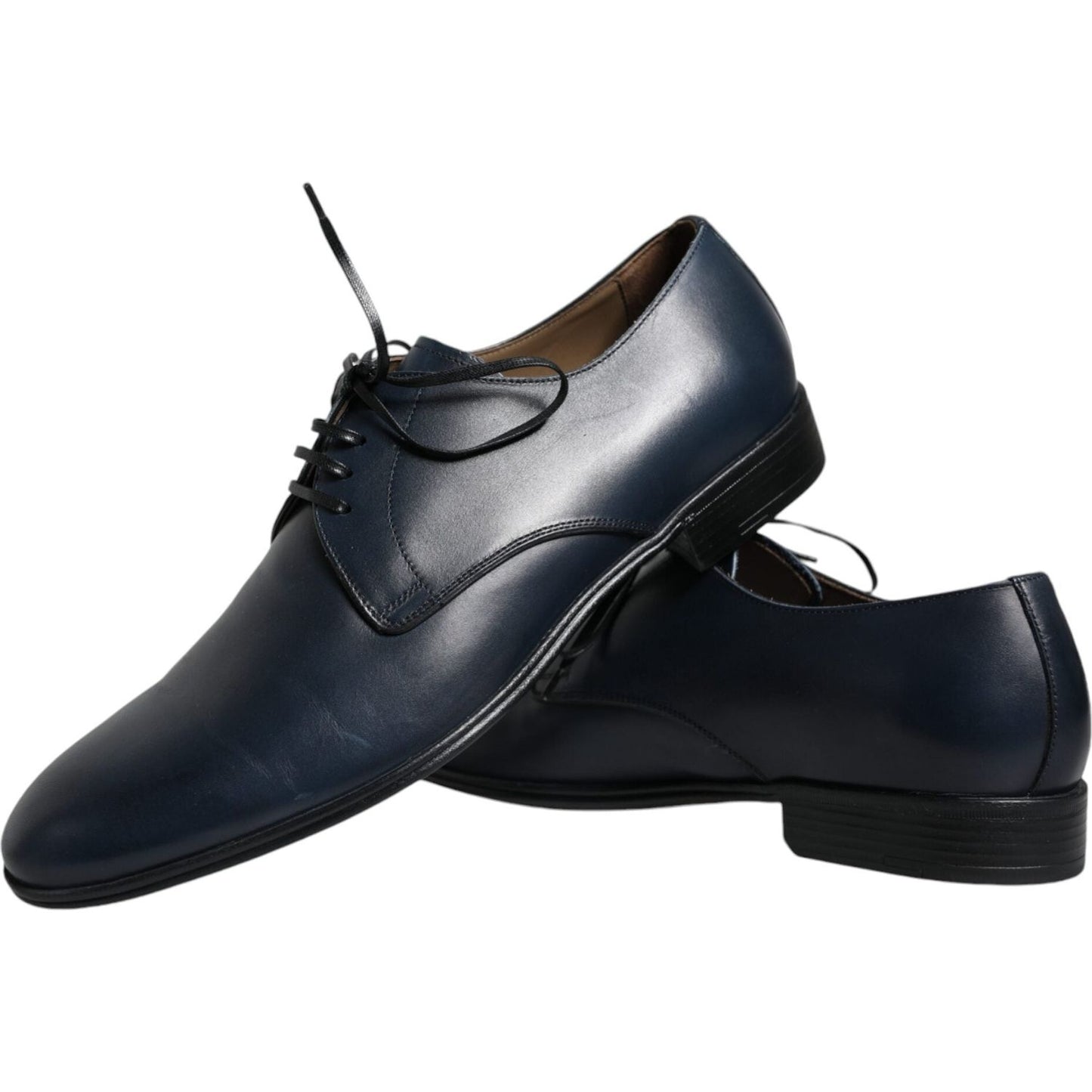Dolce & Gabbana Navy Blue Leather Derby Dress Formal Shoes Dolce & Gabbana Dark Slate Gray