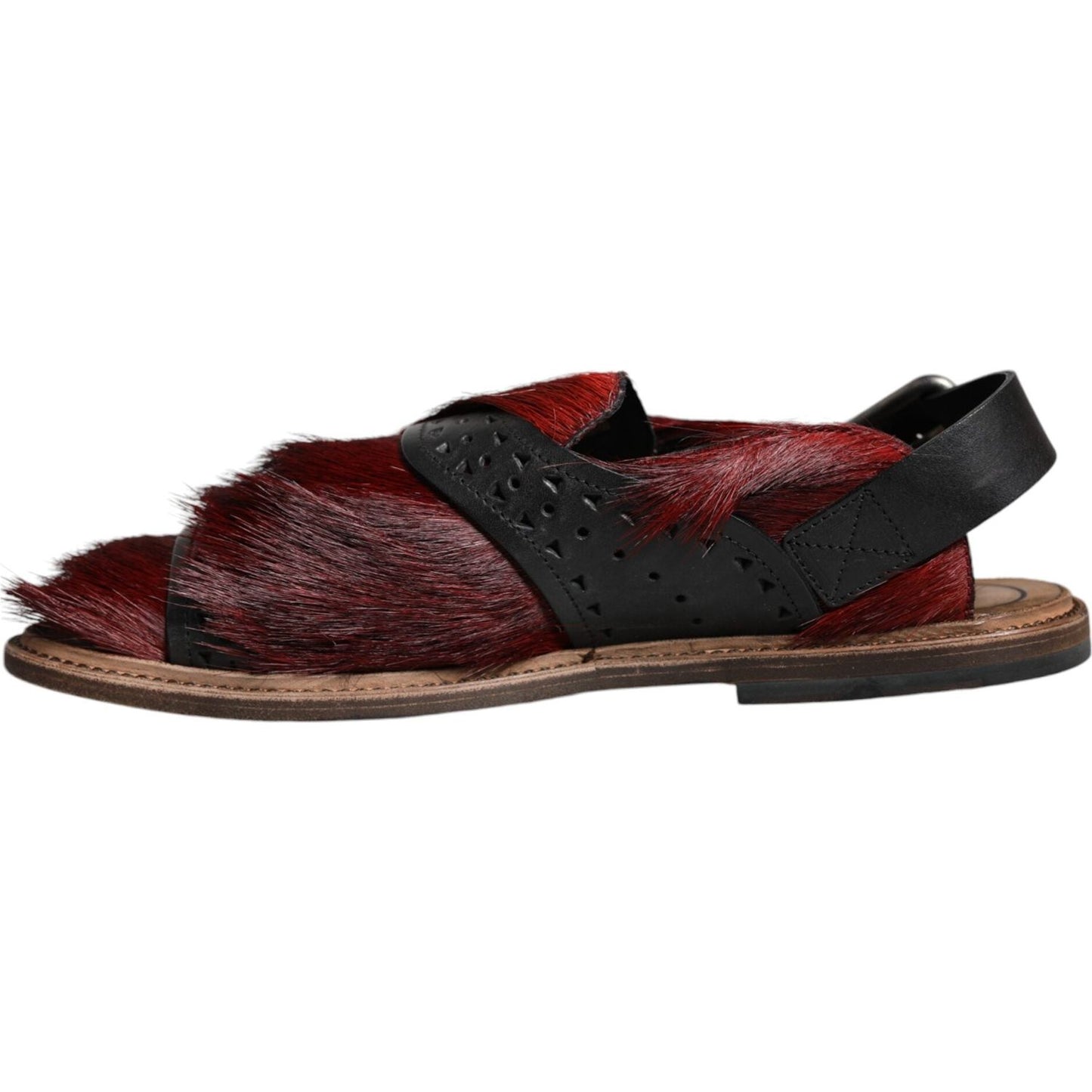 Dolce & Gabbana Black Red Gazelle Hair Leather Sandals Shoes Dolce & Gabbana Dark Slate Gray