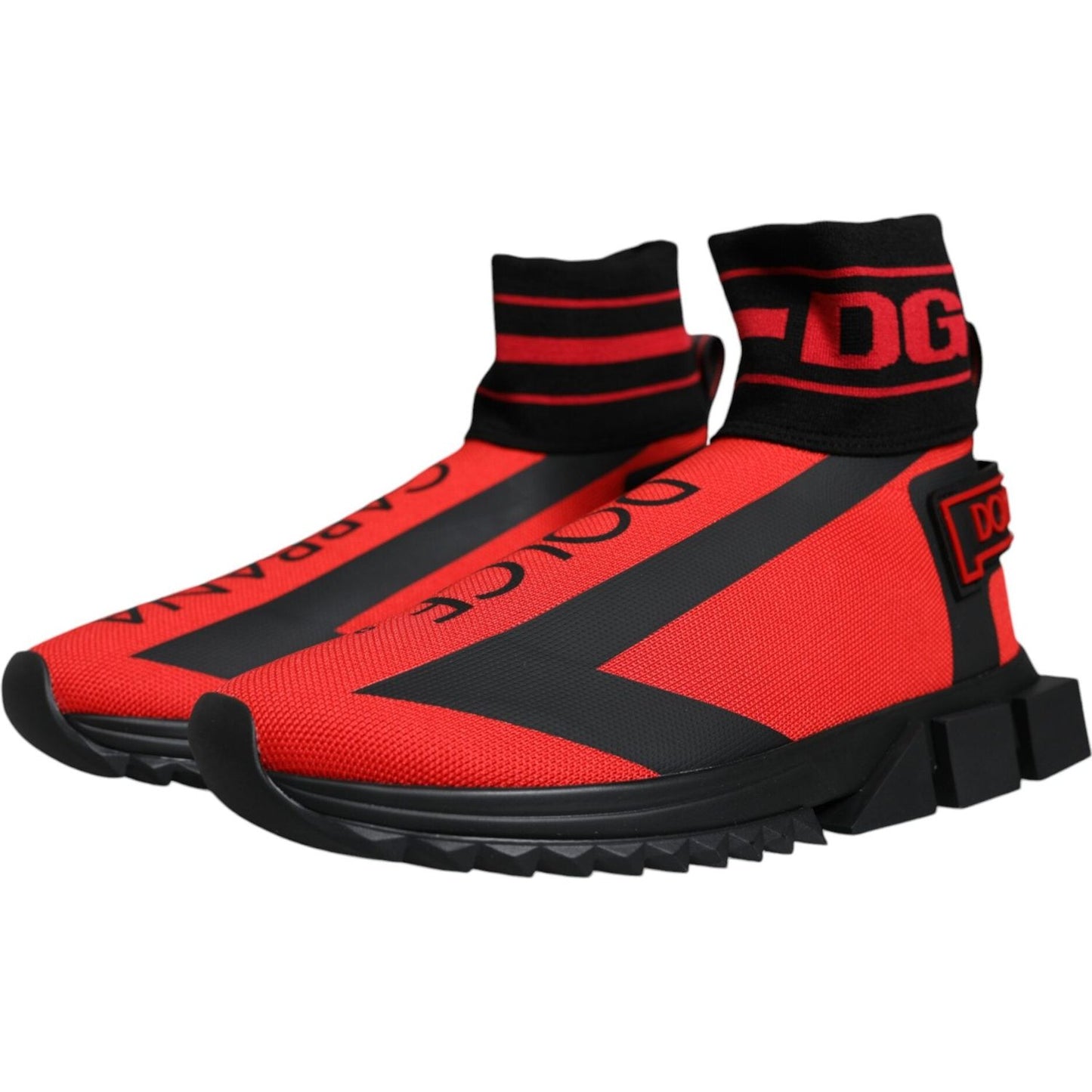Dolce & Gabbana Red Black Fabric High Top Sorrento Sneakers Shoes Dolce & Gabbana Black