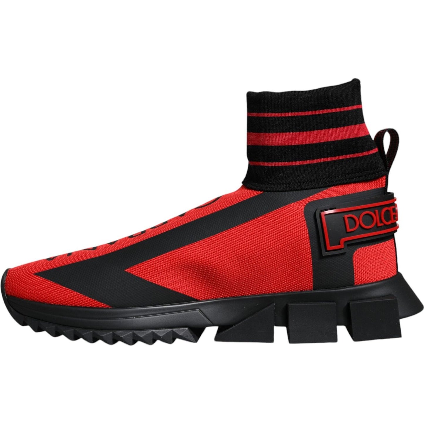 Dolce & Gabbana Red Black Fabric High Top Sorrento Sneakers Shoes Dolce & Gabbana Black