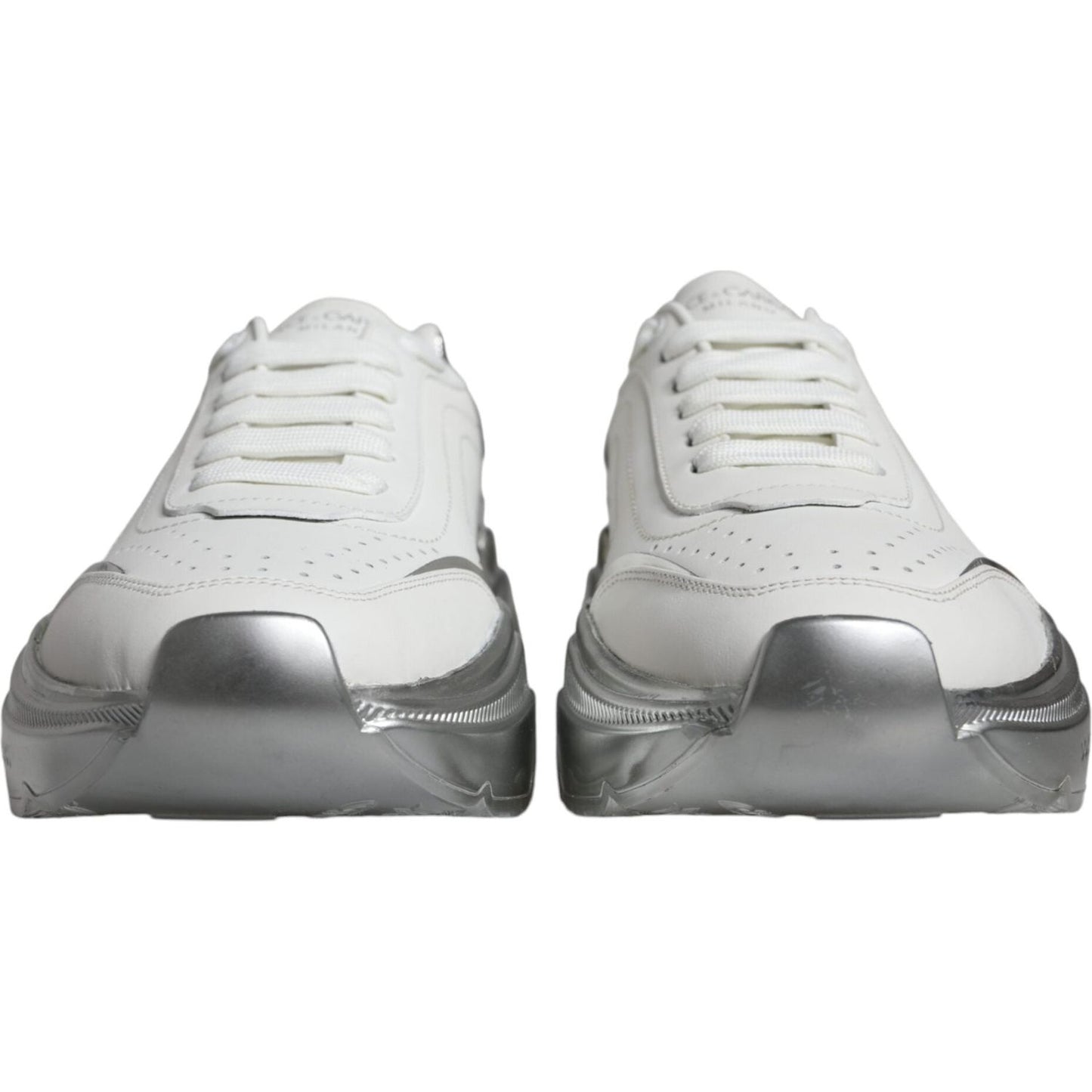 Dolce & Gabbana White Silver Daymaster Low Top Sneakers Shoes Dolce & Gabbana Light Gray