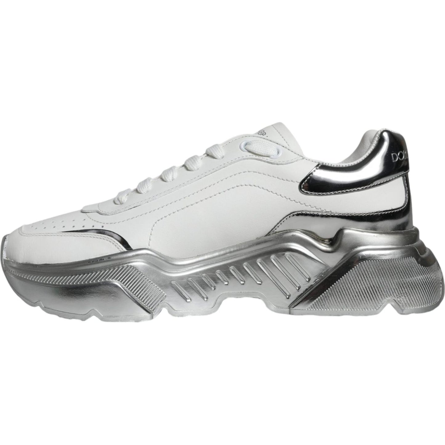 Dolce & Gabbana White Silver Daymaster Low Top Sneakers Shoes Dolce & Gabbana Gray
