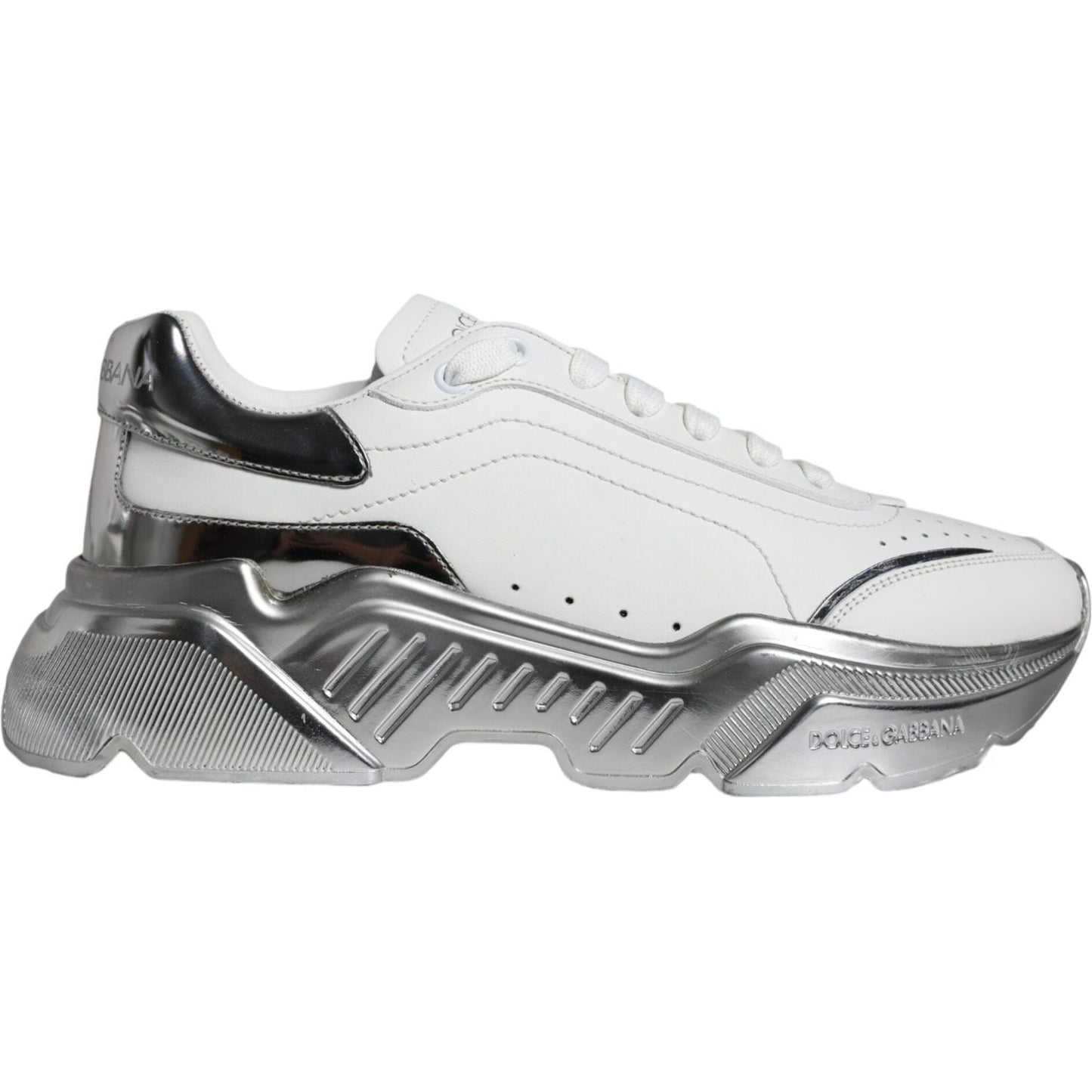 Dolce & Gabbana White Silver Daymaster Low Top Sneakers Shoes Dolce & Gabbana Light Gray