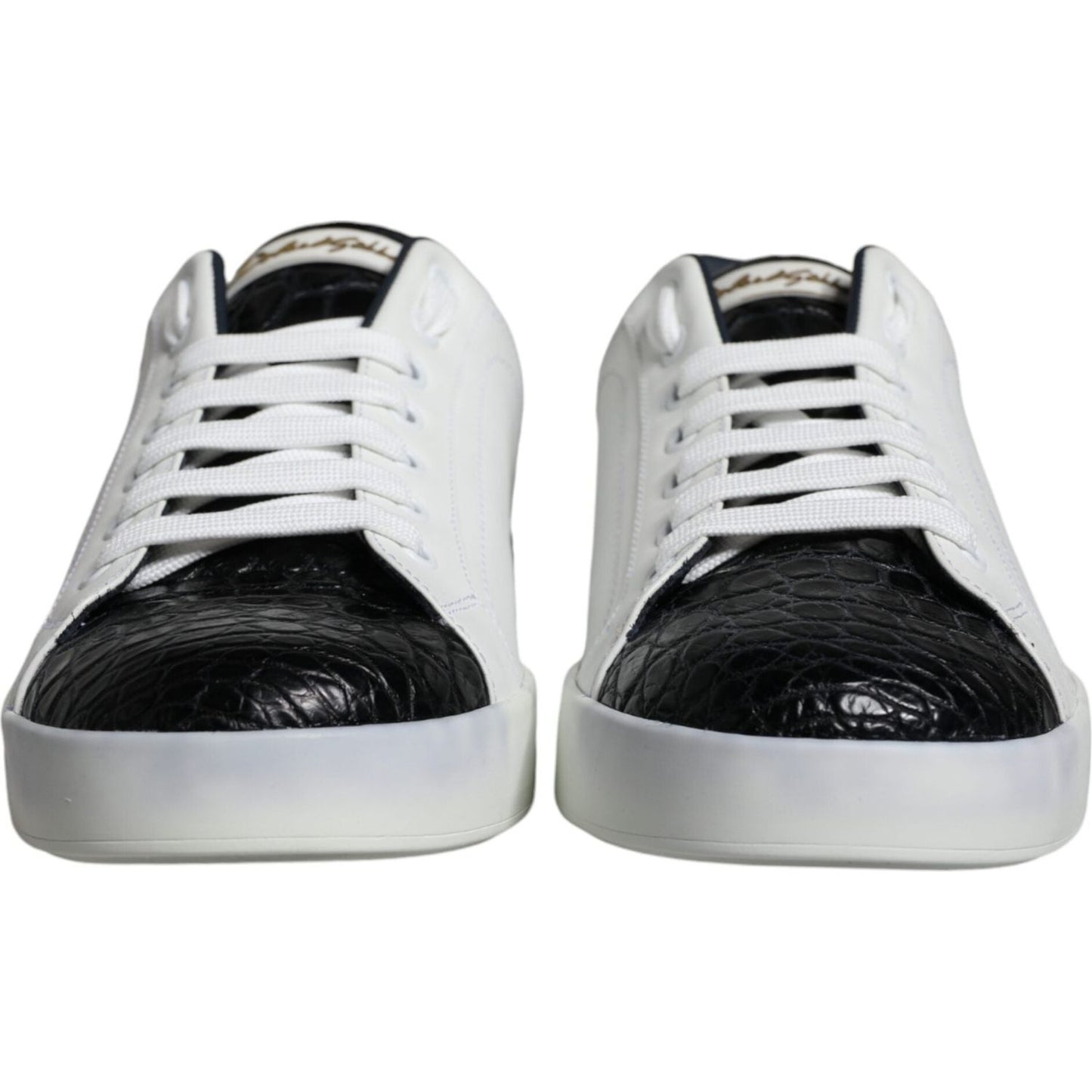 Dolce & Gabbana Black Leather Logo Portofino Sneaker Shoes Dolce & Gabbana Light Gray