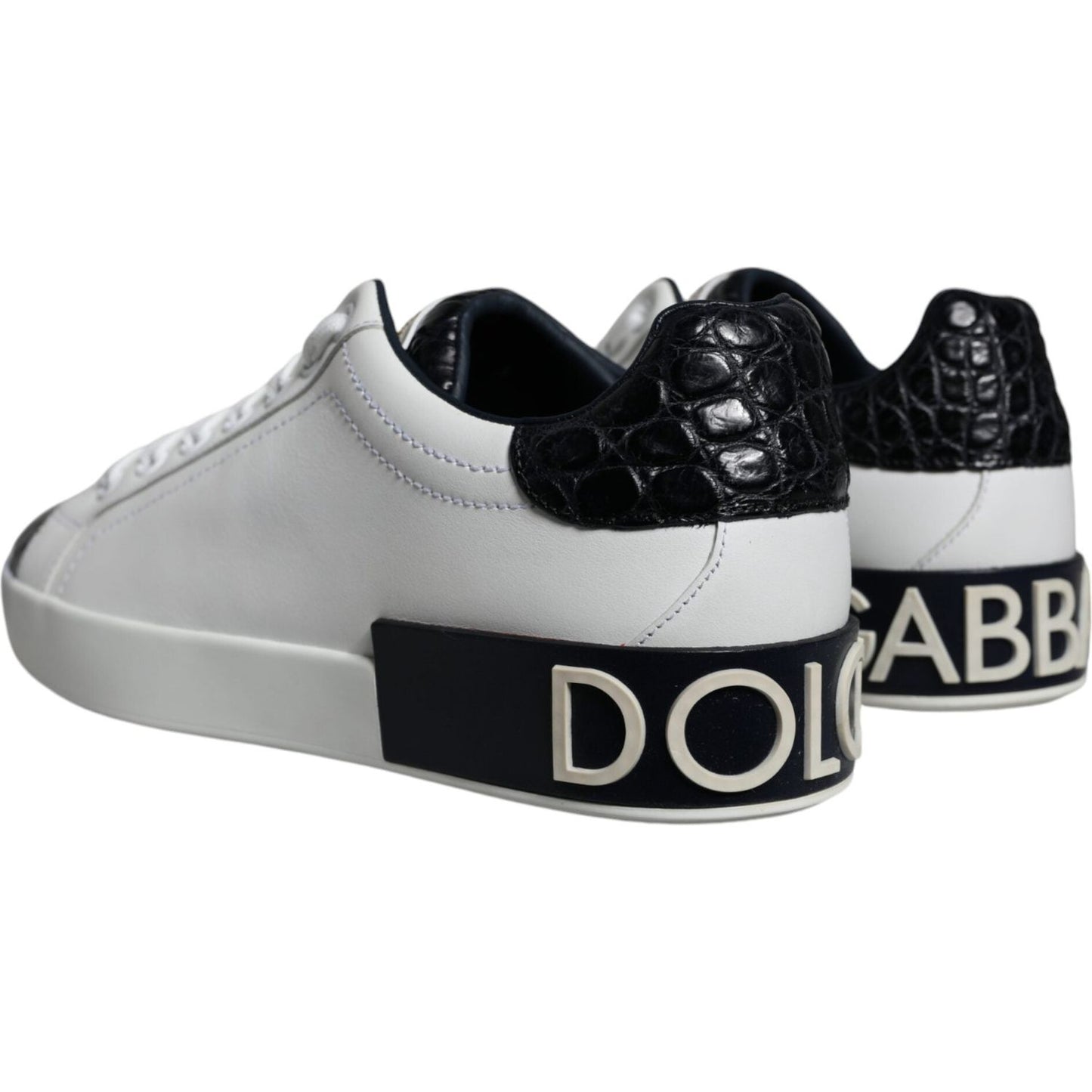 Dolce & Gabbana Black Leather Logo Portofino Sneaker Shoes Dolce & Gabbana Dark Gray