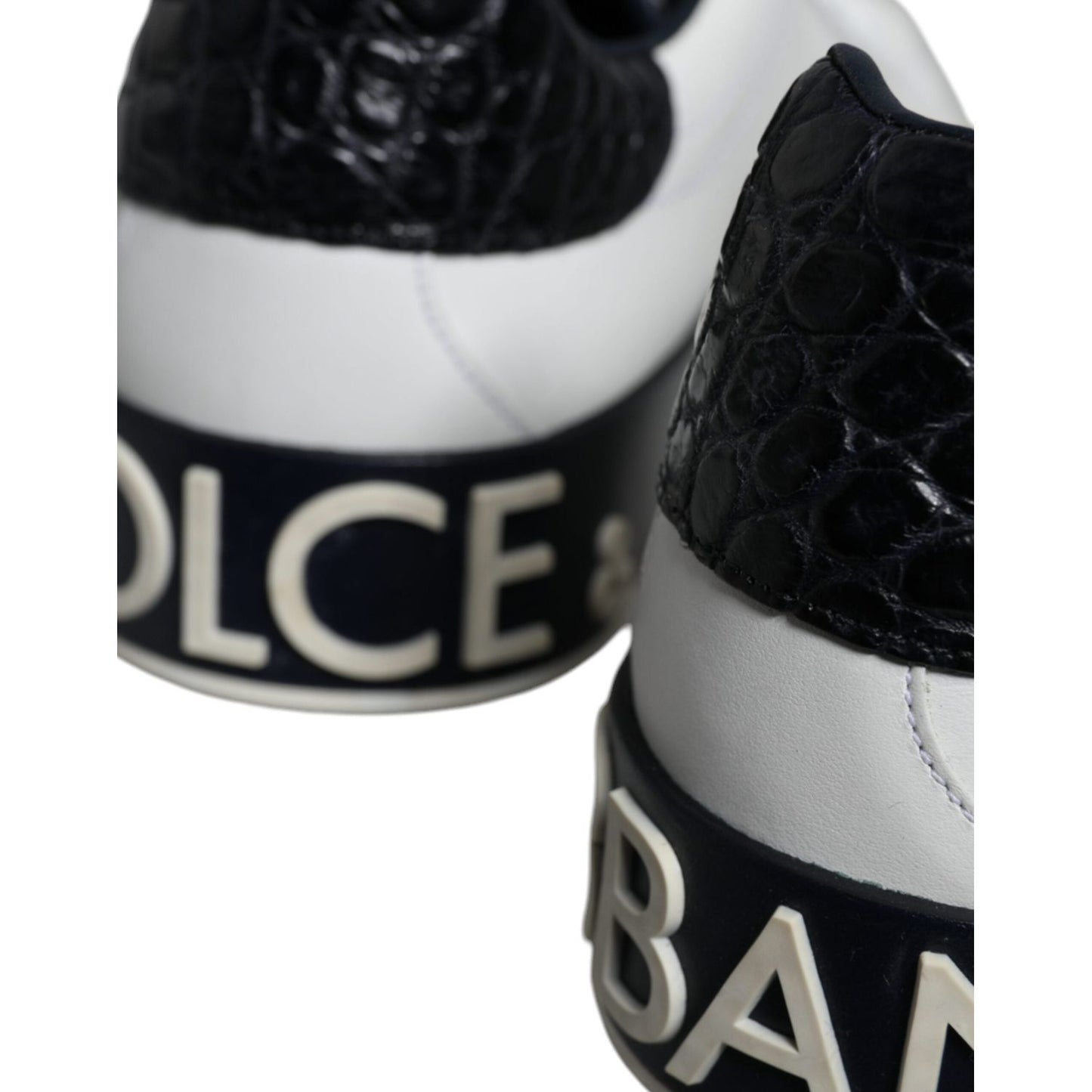 Dolce & Gabbana Black Leather Logo Portofino Sneaker Shoes Dolce & Gabbana Black
