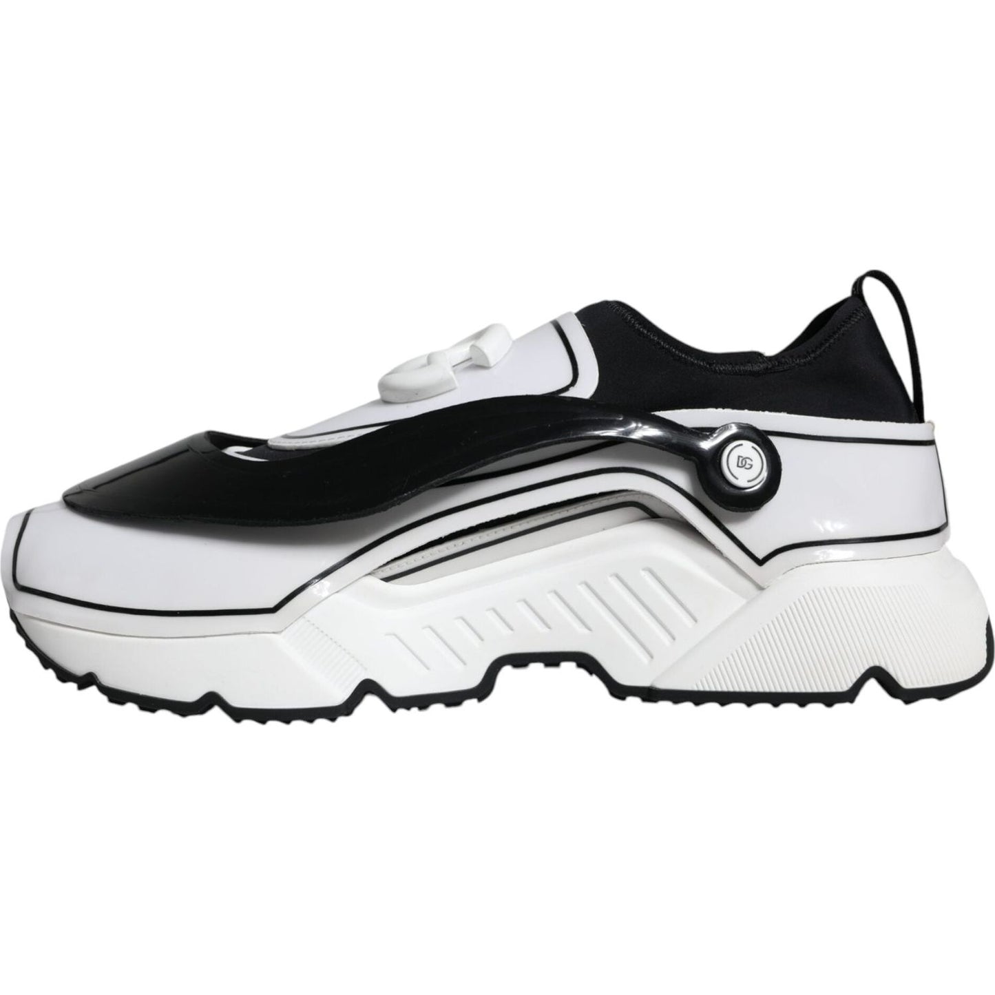 Dolce & Gabbana White Black Logo Plaque Daymaster Sneakers Shoes Dolce & Gabbana Light Gray