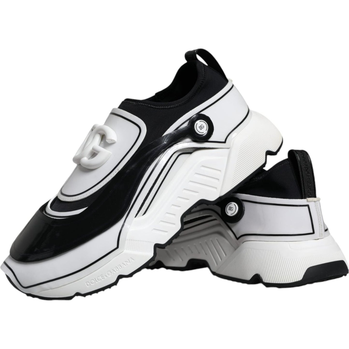 Dolce & Gabbana White Black Logo Plaque Daymaster Sneakers Shoes Dolce & Gabbana Black