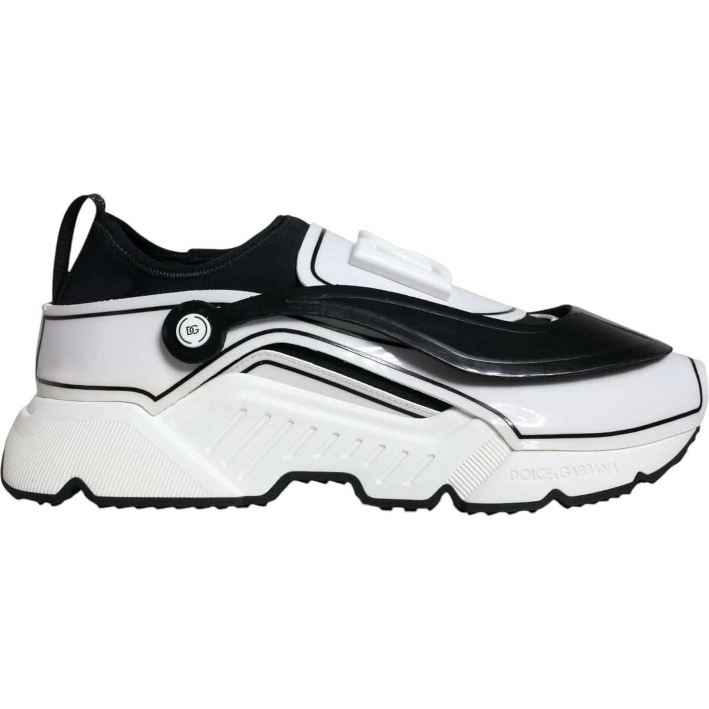 Dolce & Gabbana White Black Logo Plaque Daymaster Sneakers Shoes Dolce & Gabbana Light Gray
