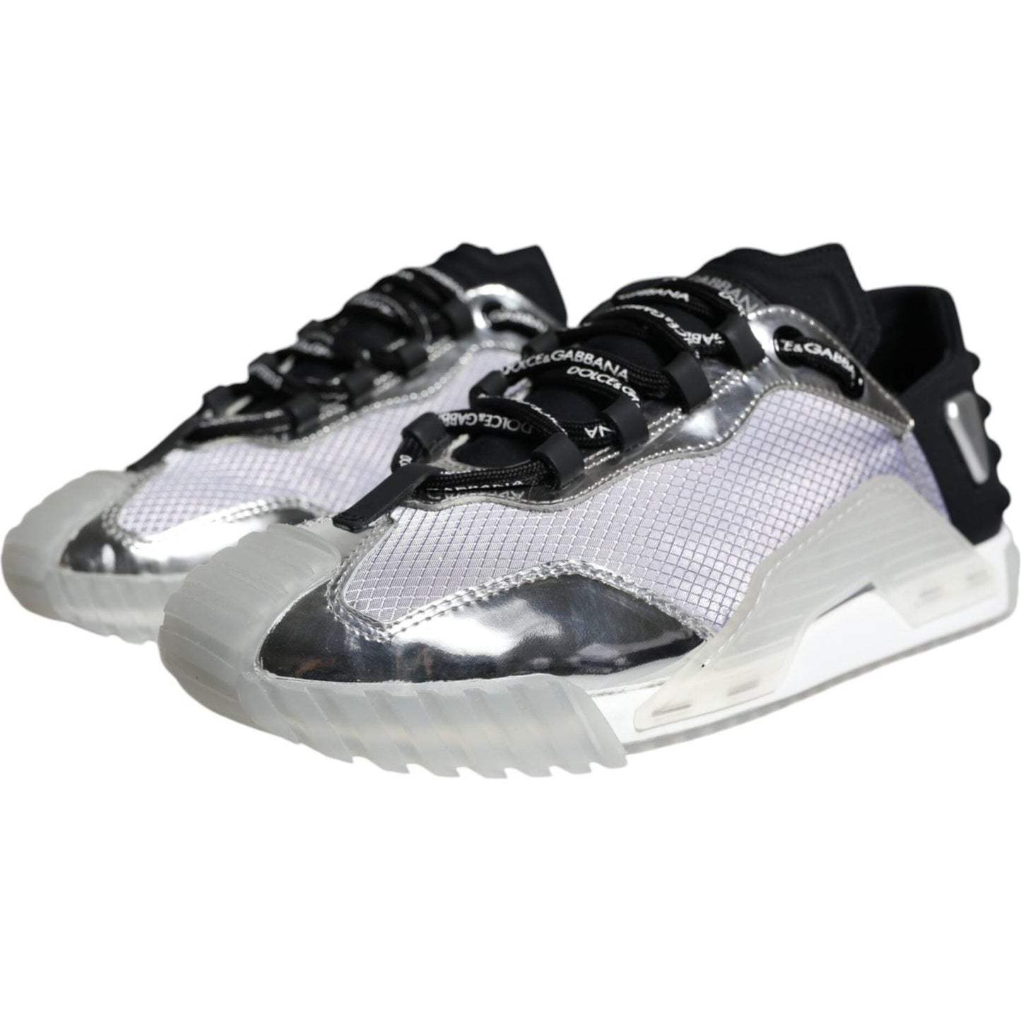 Dolce & Gabbana Silver Black Nylon NS1 Low Top Sneakers Shoes Dolce & Gabbana Gray