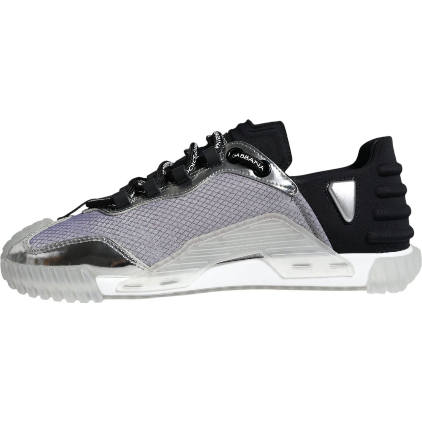 Dolce & Gabbana Silver Black Nylon NS1 Low Top Sneakers Shoes Dolce & Gabbana Gray
