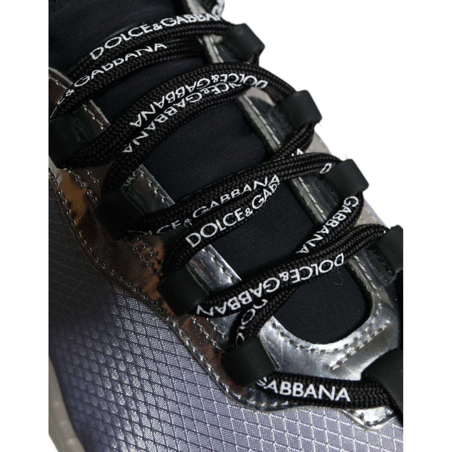 Dolce & Gabbana Silver Black Nylon NS1 Low Top Sneakers Shoes Dolce & Gabbana Black
