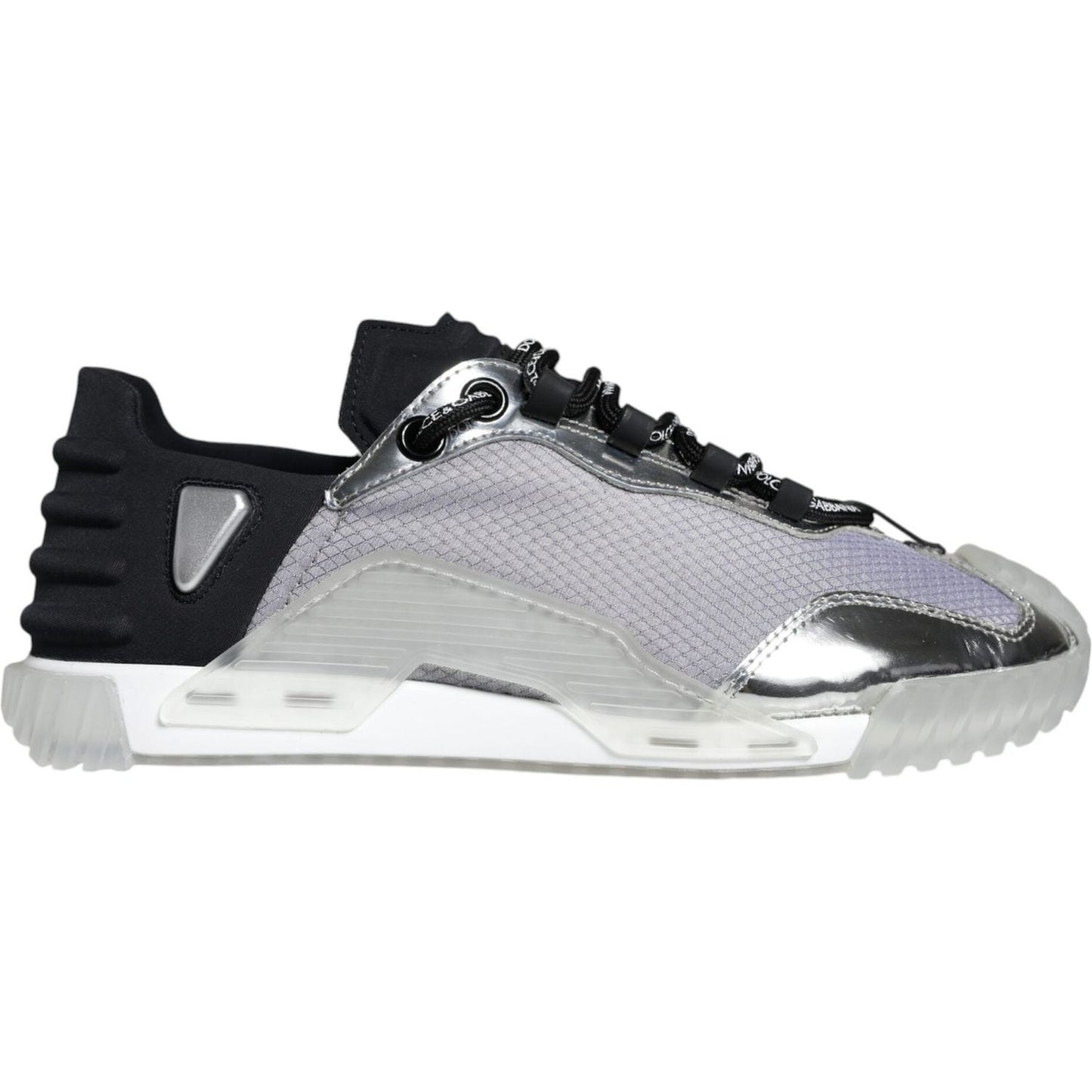 Dolce & Gabbana Silver Black Nylon NS1 Low Top Sneakers Shoes Dolce & Gabbana Gray