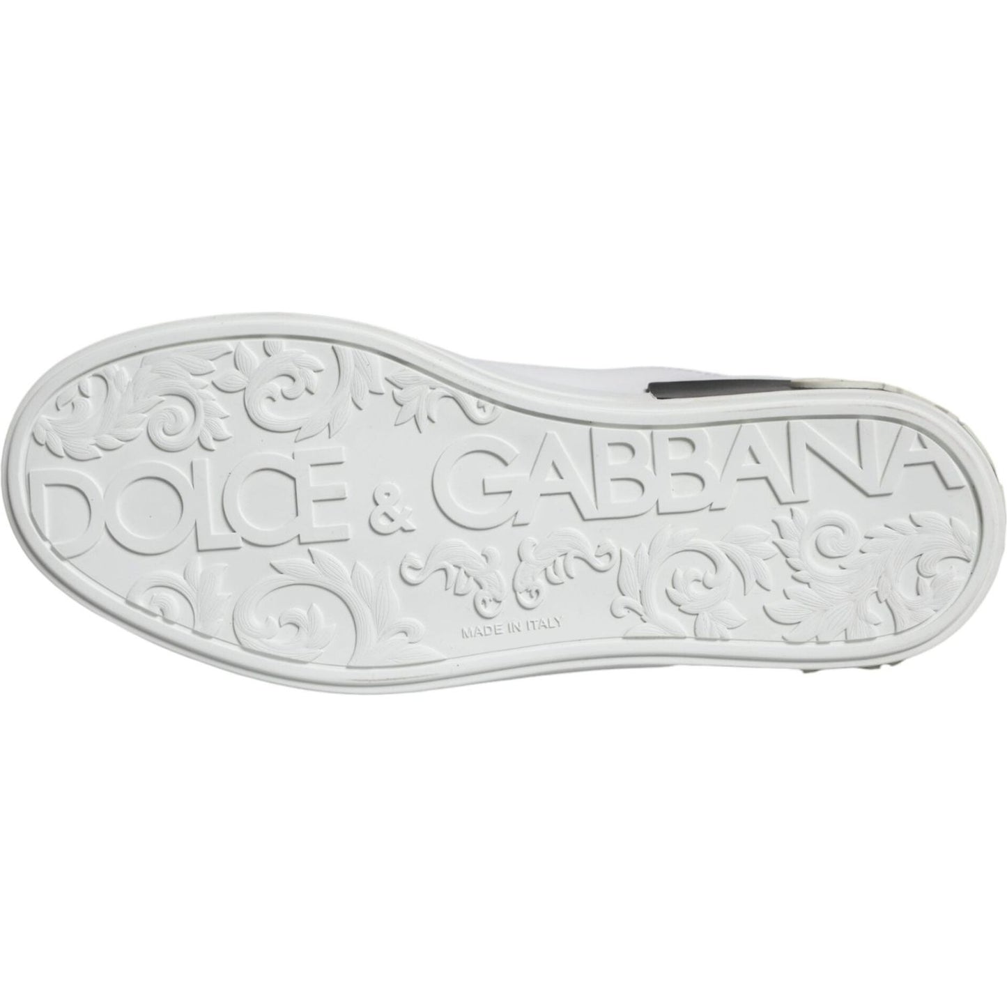 Dolce & Gabbana Black Leather Logo Portofino Sneaker Shoes Dolce & Gabbana Light Gray