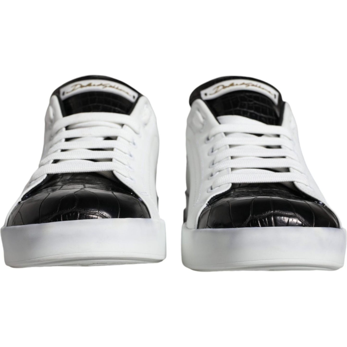 Dolce & Gabbana Black Leather Logo Portofino Sneaker Shoes Dolce & Gabbana Light Gray