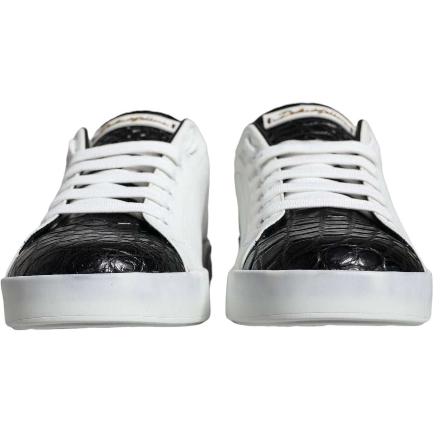 Dolce & Gabbana Black Leather Logo Portofino Sneaker Shoes Dolce & Gabbana Light Gray