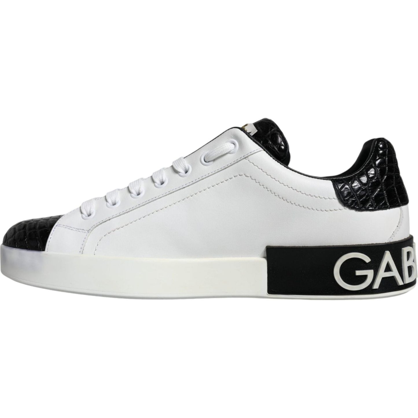 Dolce & Gabbana Black Leather Logo Portofino Sneaker Shoes Dolce & Gabbana Light Gray