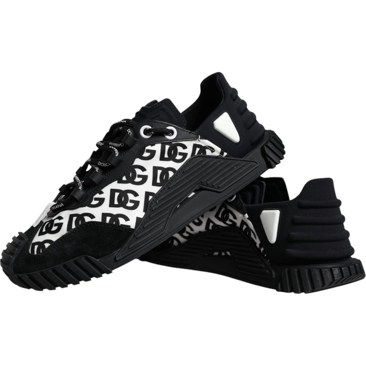 Dolce & Gabbana Black Logo Lace Up Low Top NS1 Sneakers Shoes Dolce & Gabbana Black