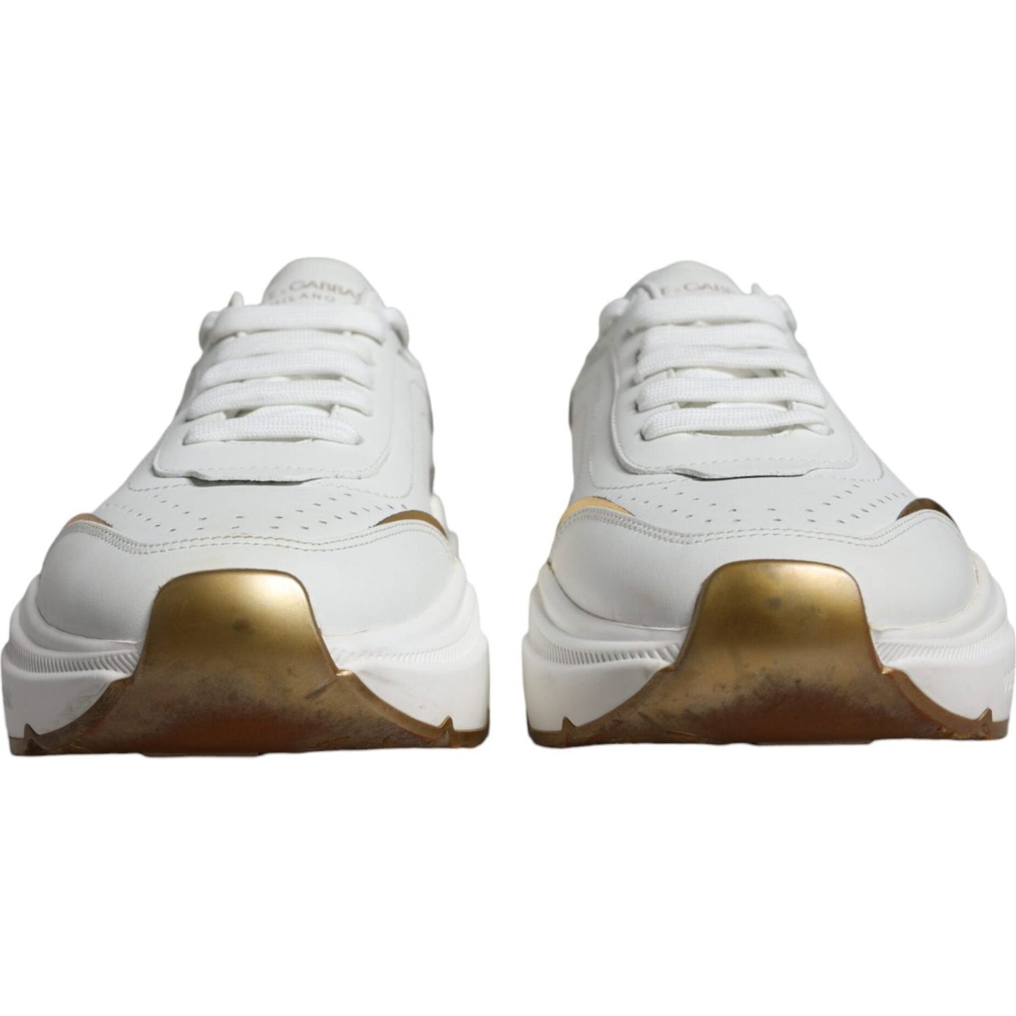 Dolce & Gabbana White Gold DAYMASTER Leather Sneakers Shoes Dolce & Gabbana Light Gray