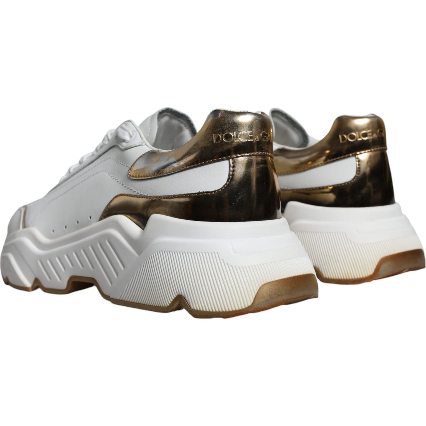 Dolce & Gabbana White Gold DAYMASTER Leather Sneakers Shoes Dolce & Gabbana Gray