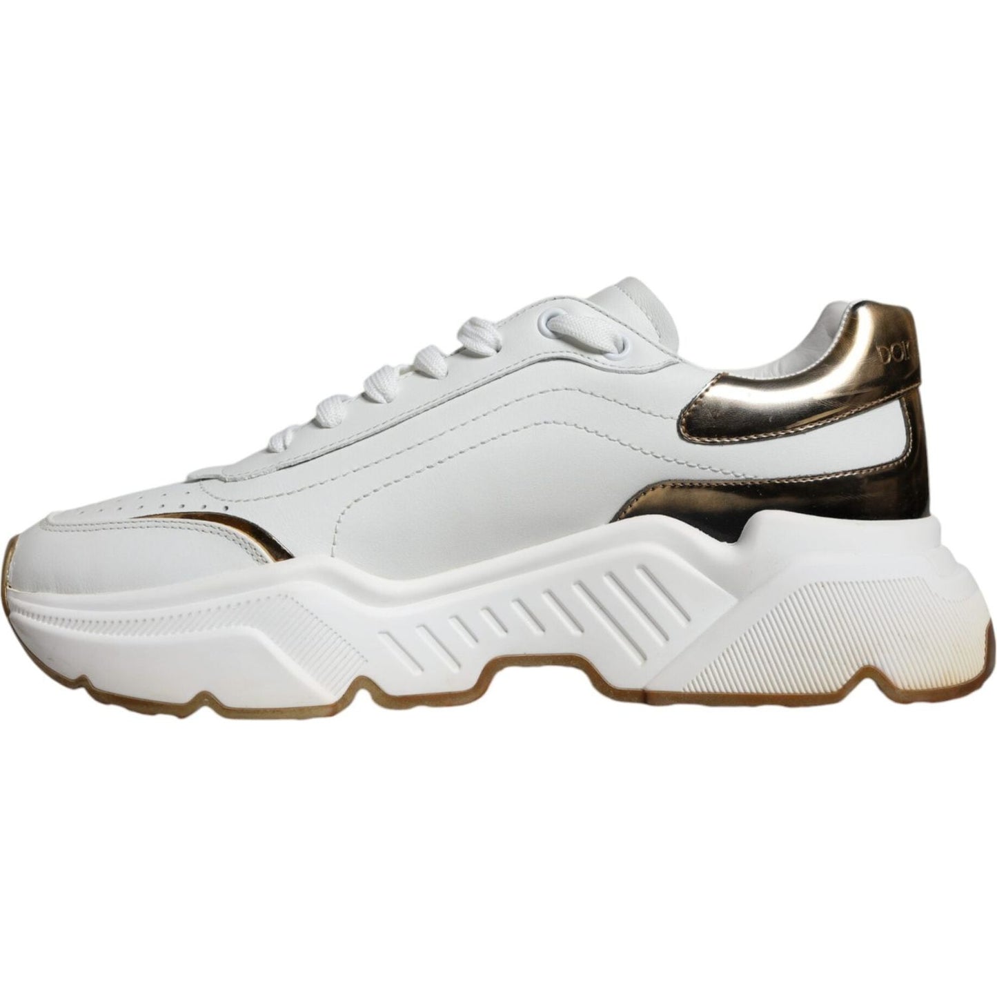 Dolce & Gabbana White Gold DAYMASTER Leather Sneakers Shoes Dolce & Gabbana Light Gray