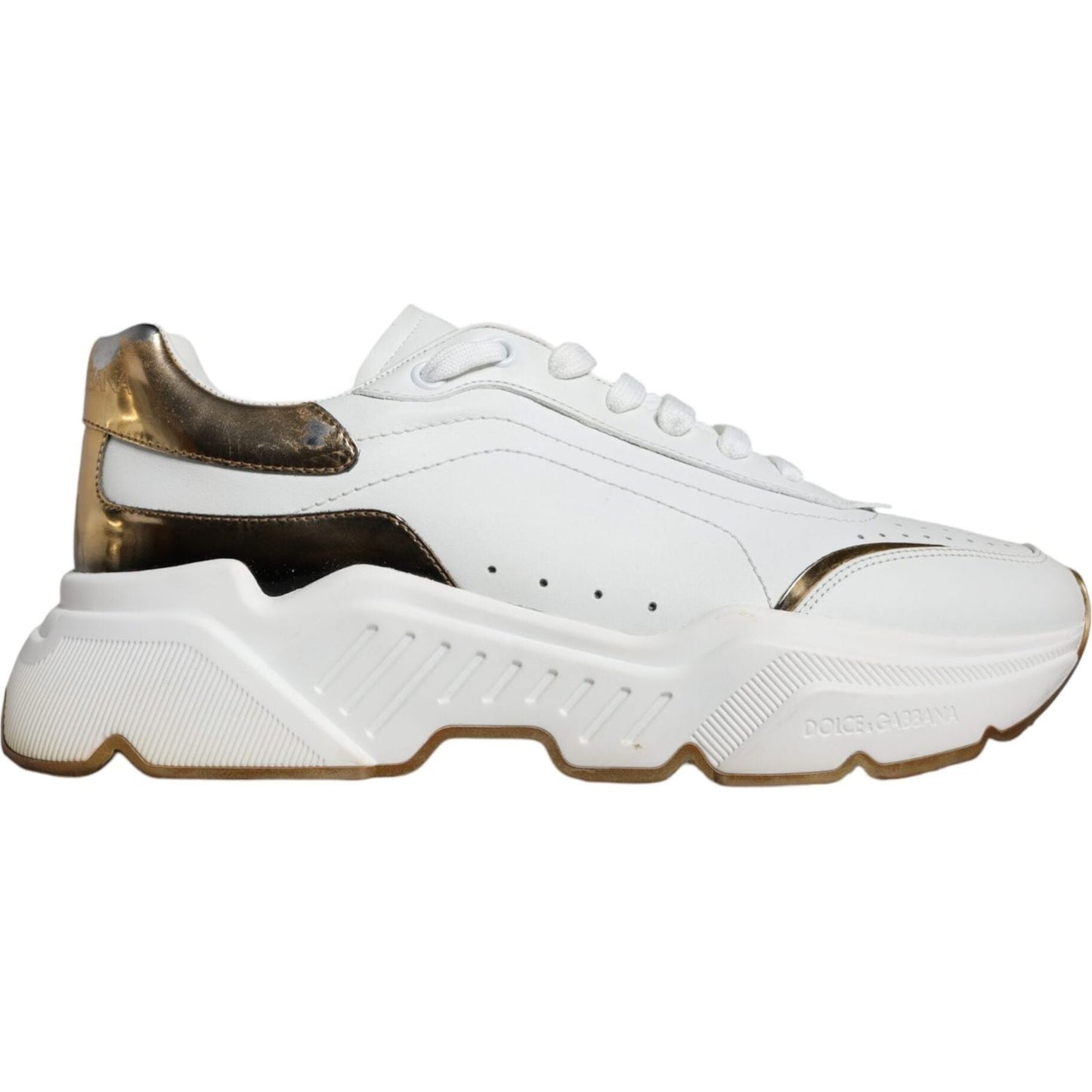Dolce & Gabbana White Gold DAYMASTER Leather Sneakers Shoes Dolce & Gabbana Light Gray