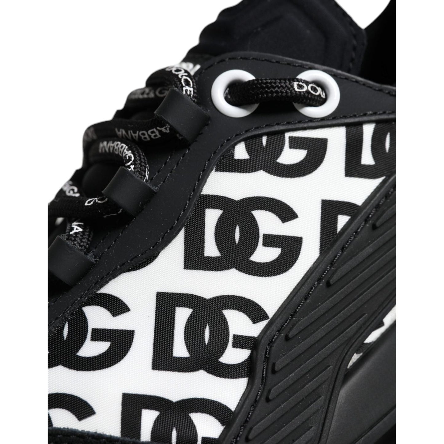 Dolce & Gabbana Black Logo Lace Up Low Top NS1 Sneakers Shoes Dolce & Gabbana Lavender