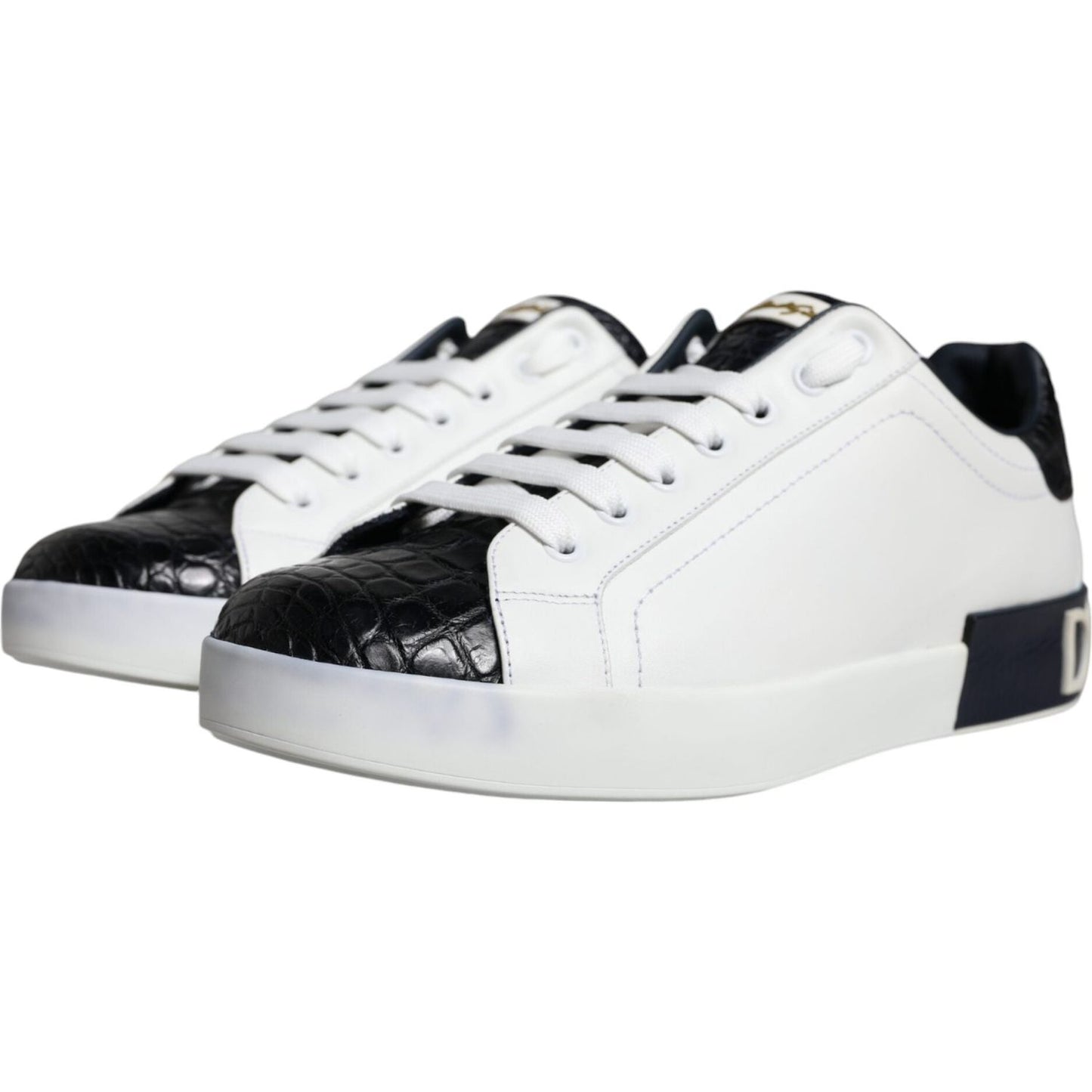 Dolce & Gabbana White Leather Logo Portofino Sneaker Shoes Dolce & Gabbana Light Gray