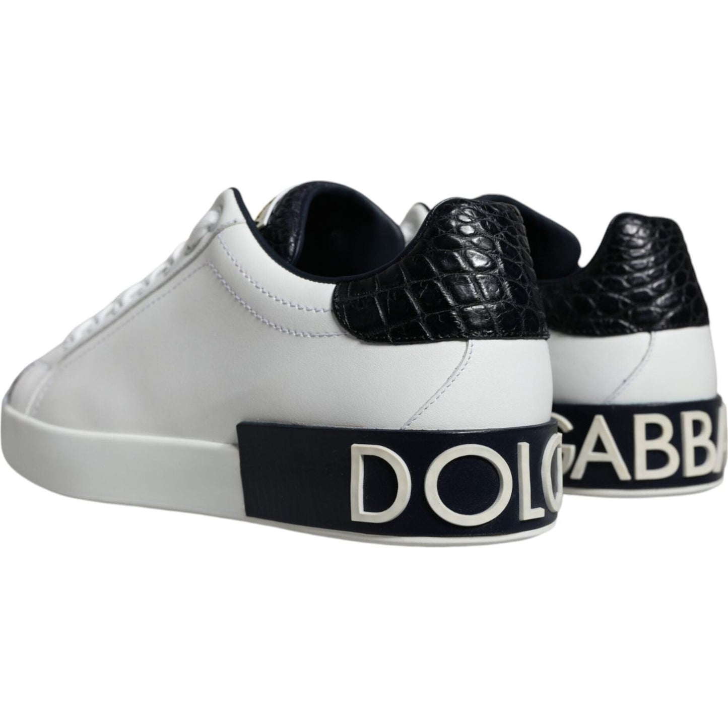 Dolce & Gabbana White Leather Logo Portofino Sneaker Shoes Dolce & Gabbana Black