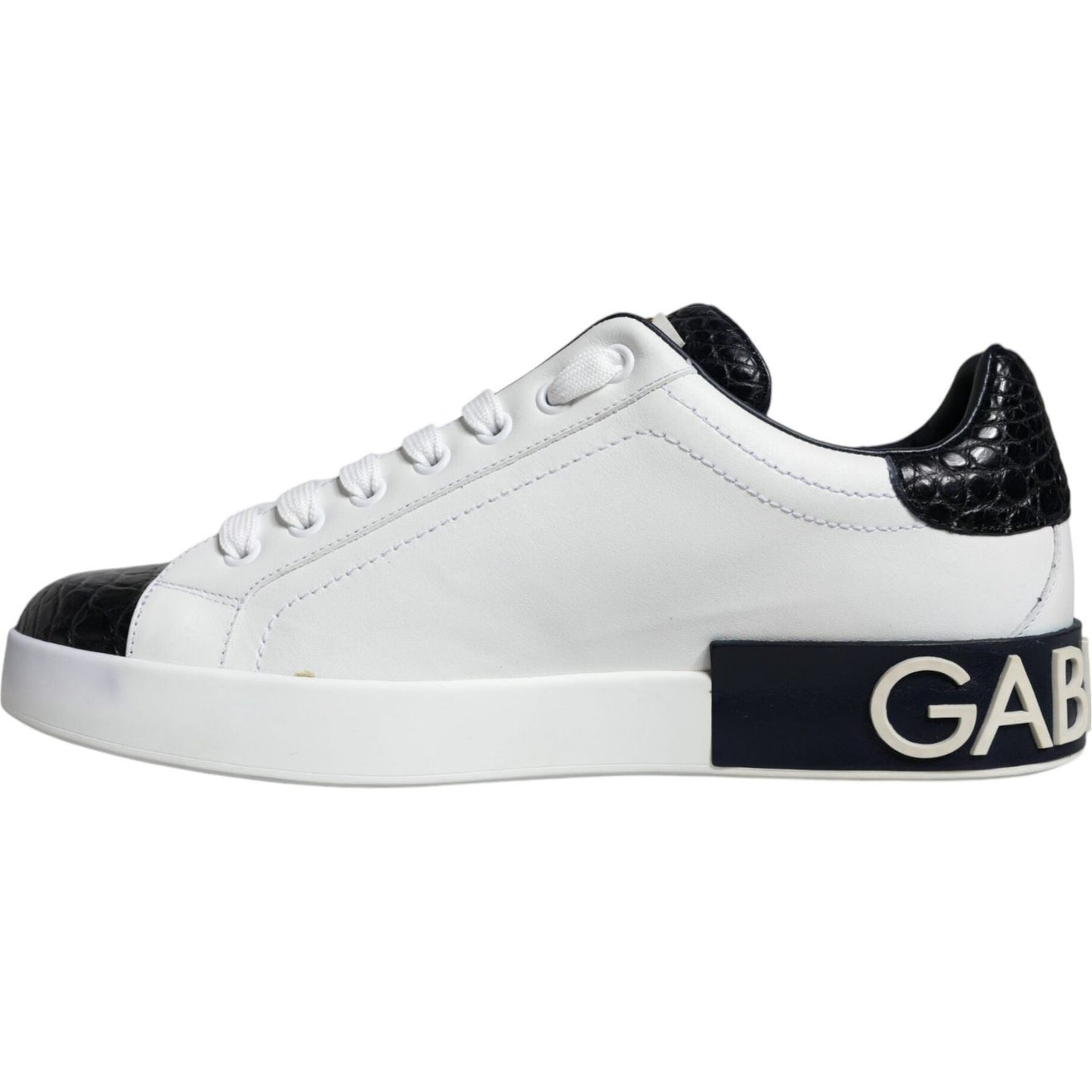 Dolce & Gabbana White Leather Logo Portofino Sneaker Shoes Dolce & Gabbana Light Gray