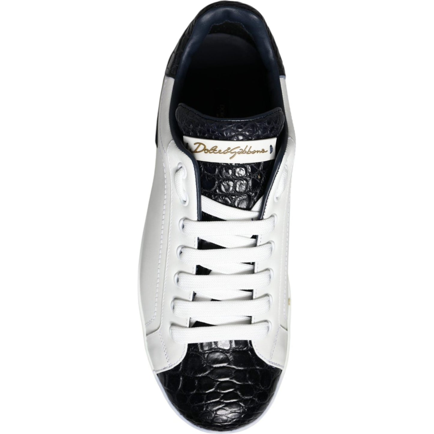 Dolce & Gabbana White Leather Logo Portofino Sneaker Shoes Dolce & Gabbana Light Gray