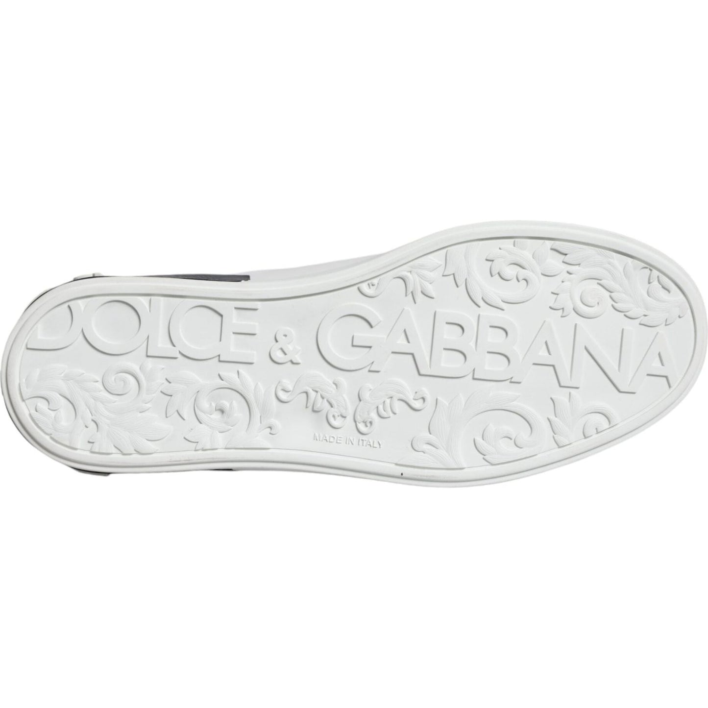 Dolce & Gabbana White Leather Logo Portofino Sneaker Shoes Dolce & Gabbana Light Gray