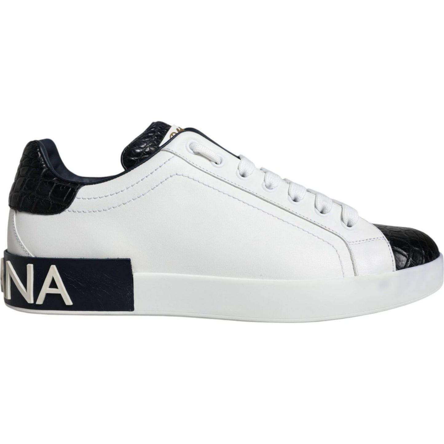 Dolce & Gabbana White Leather Logo Portofino Sneaker Shoes Dolce & Gabbana Light Gray