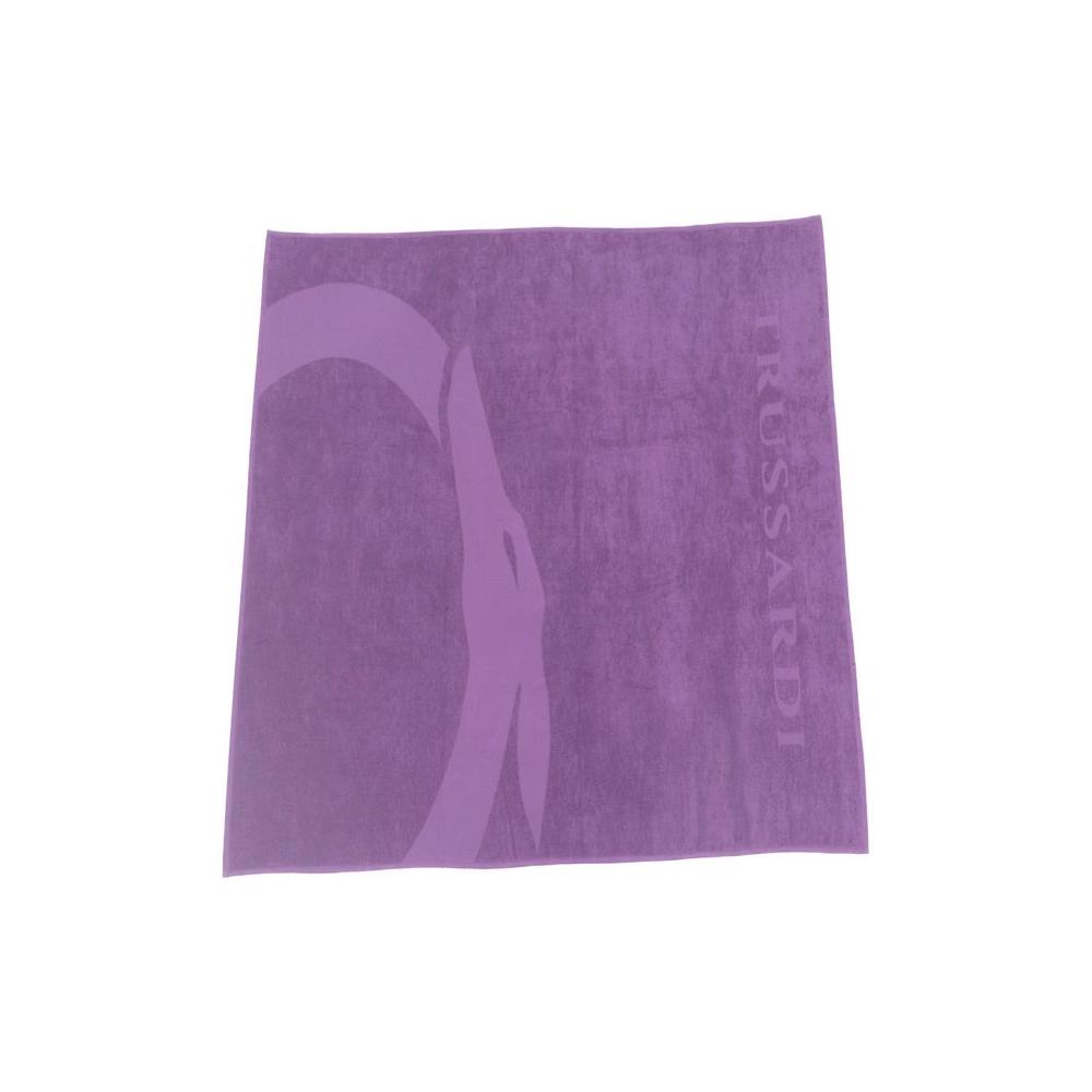 Trussardi Beachwear Purple Cotton Men Beach Towel Trussardi Beachwear Light Slate Gray