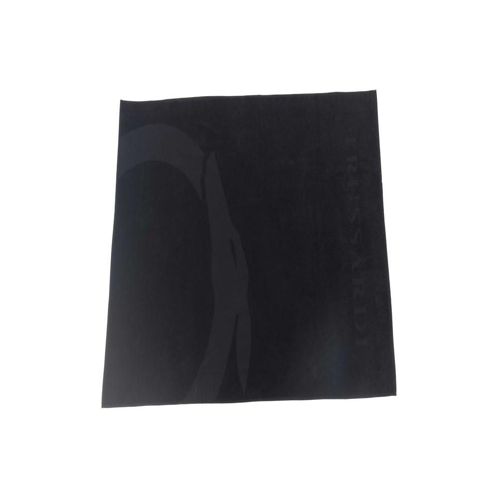 Trussardi Beachwear Black Cotton Men Beach Towel Trussardi Beachwear Dark Slate Gray