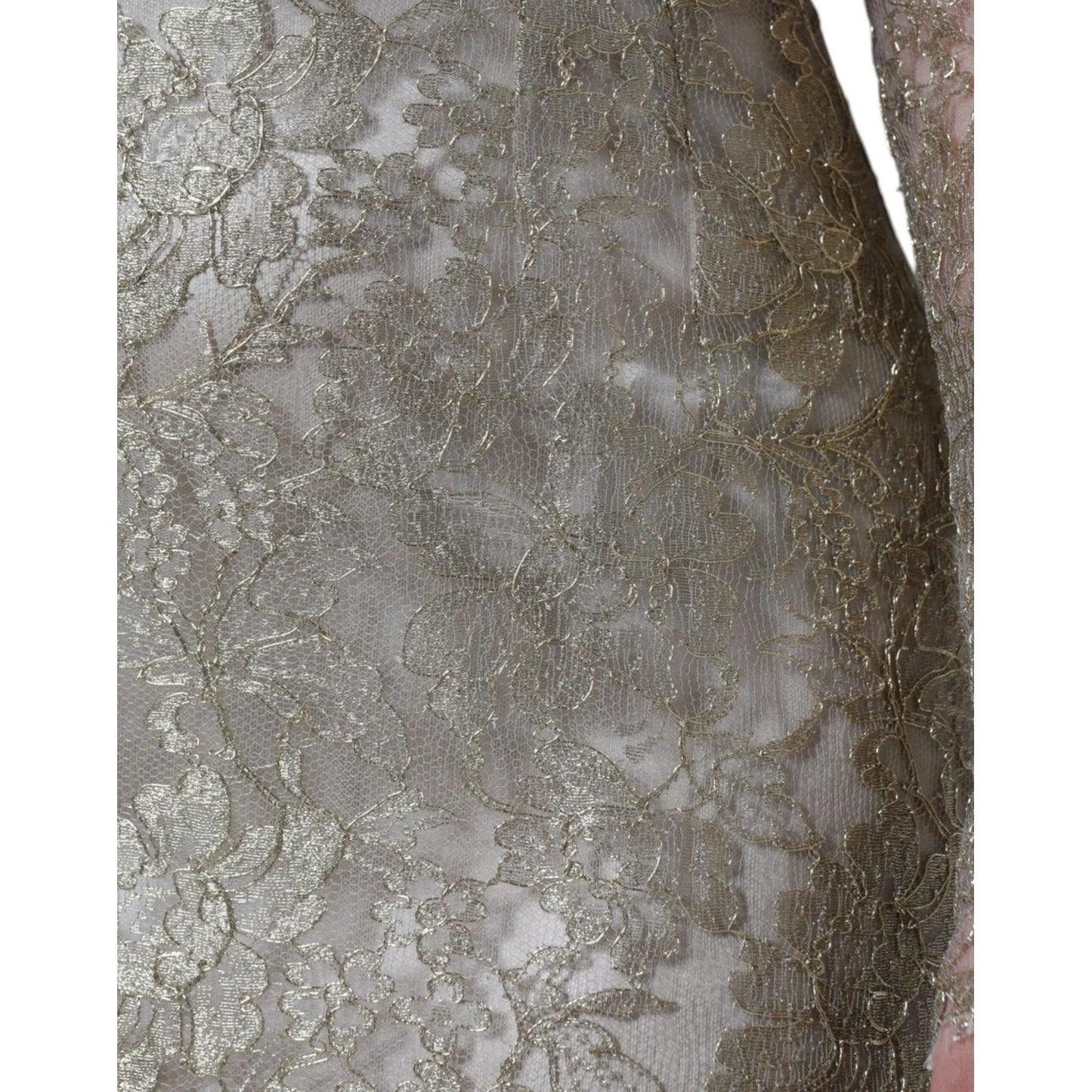 Dolce & Gabbana Gold Floral Lace A-line Sheath Mini Dress Dolce & Gabbana Slate Gray