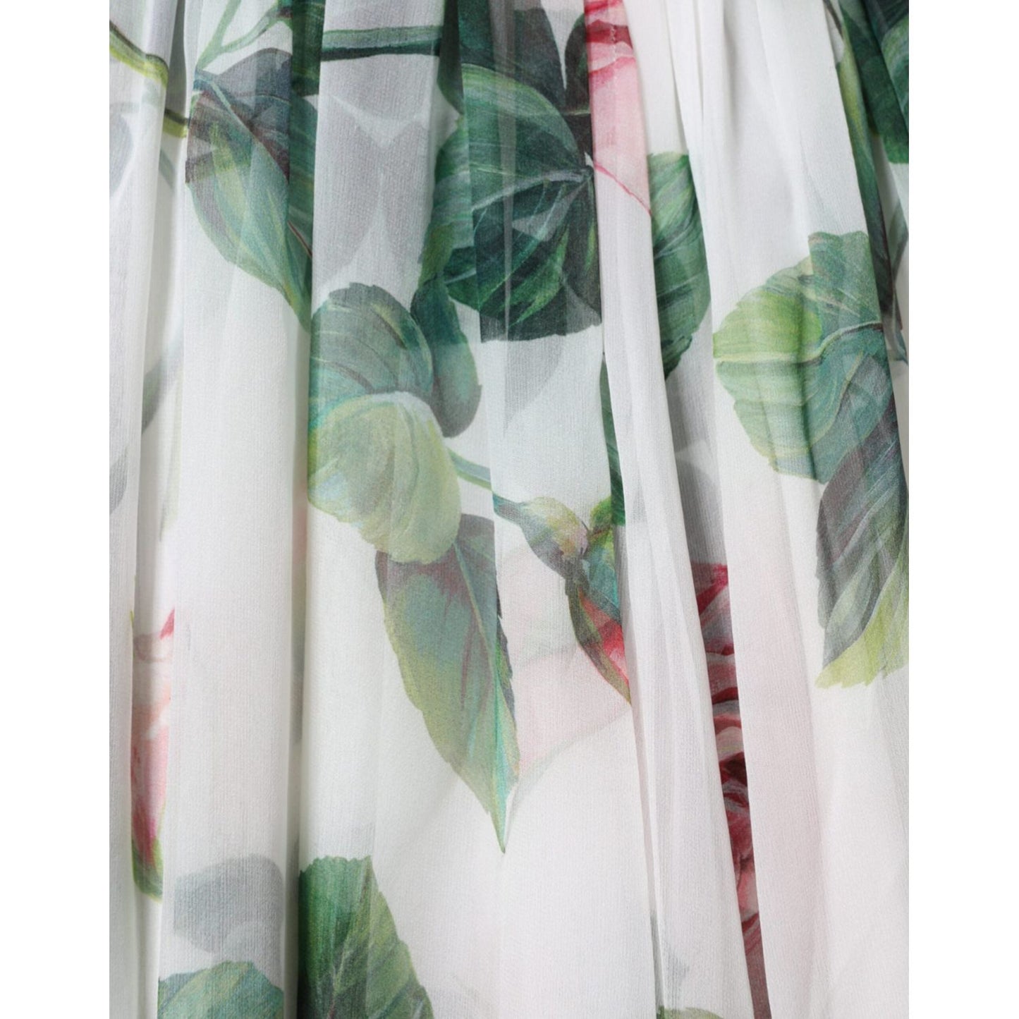 Dolce & Gabbana White Silk Floral Print A-line Midi Dress Dolce & Gabbana Light Gray