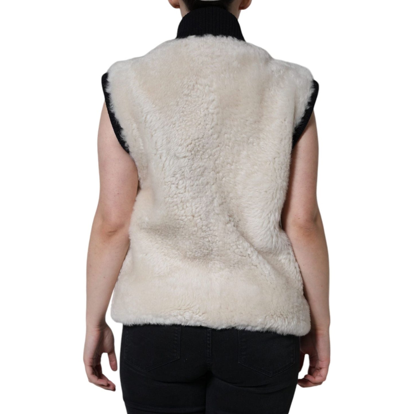 Burberry White WARRENFORD Shearling Leather Vest Coat Jacket Burberry Gray