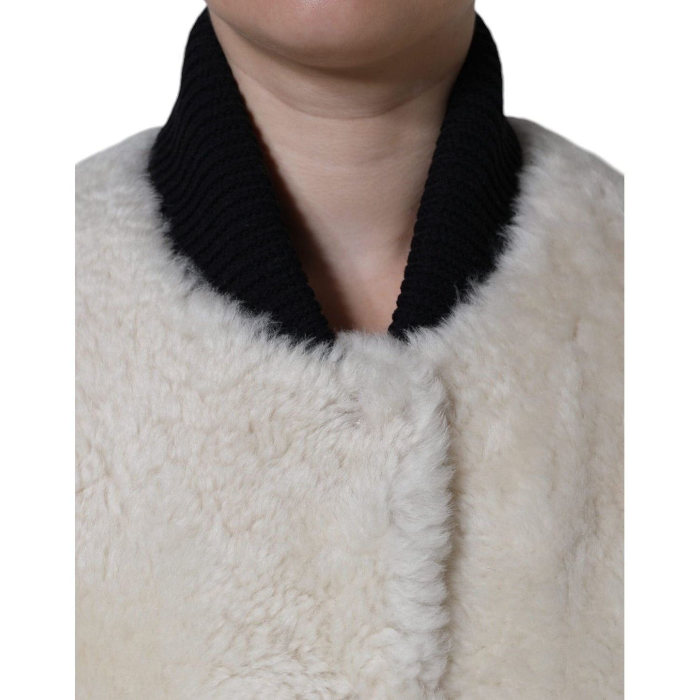 Burberry White WARRENFORD Shearling Leather Vest Coat Jacket Burberry Dark Gray