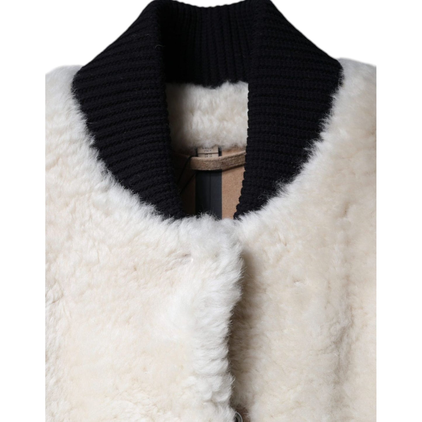 Burberry White WARRENFORD Shearling Leather Vest Coat Jacket Burberry Black