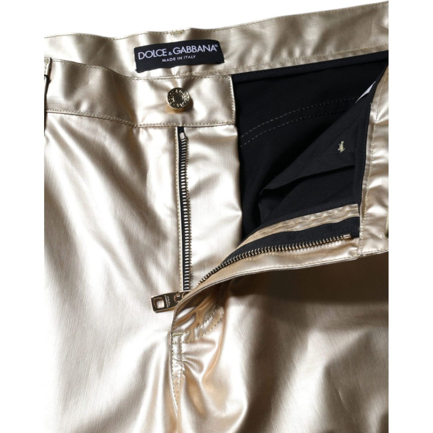 Dolce & Gabbana Metallic Gold Polyester Tapered Pants Dolce & Gabbana Gray