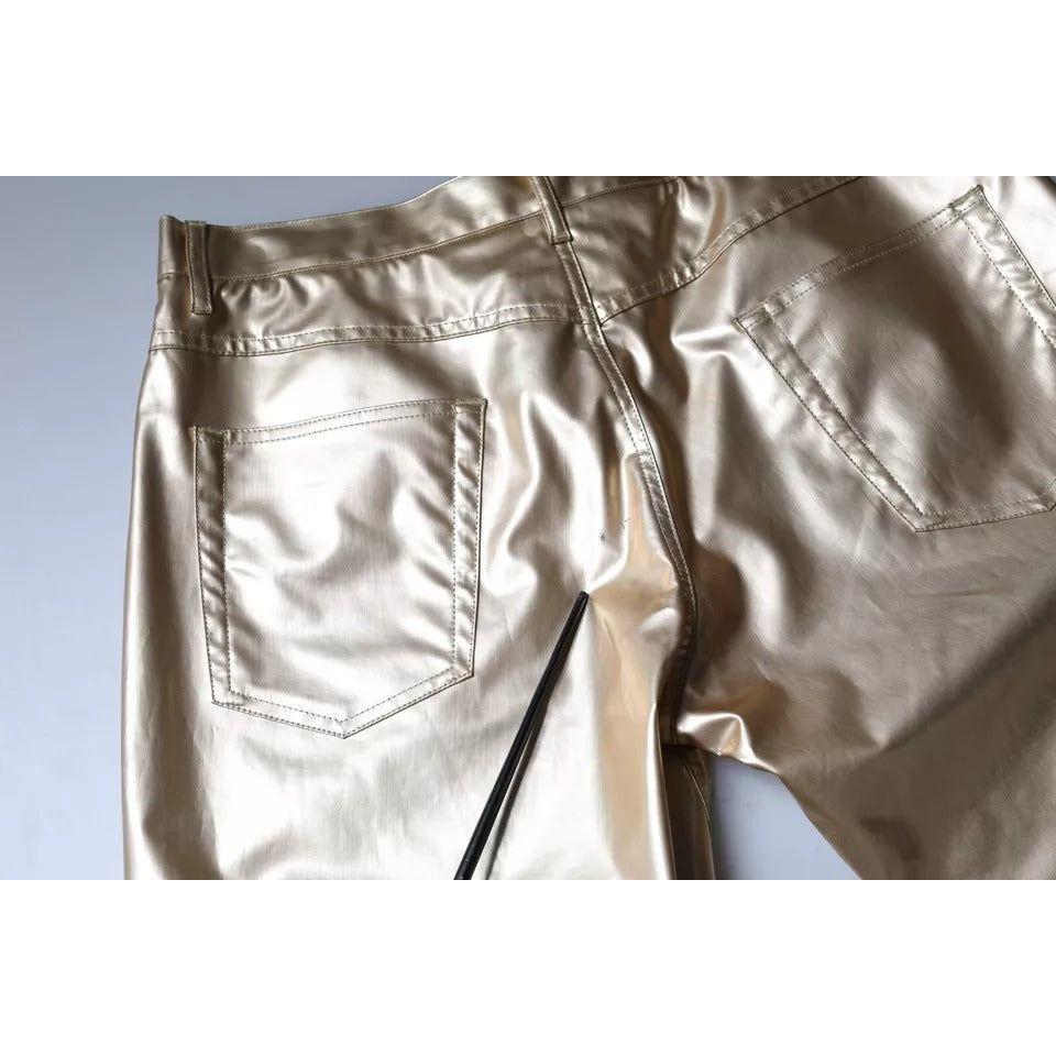 Dolce & Gabbana Metallic Gold Polyester Tapered Pants Dolce & Gabbana Gray