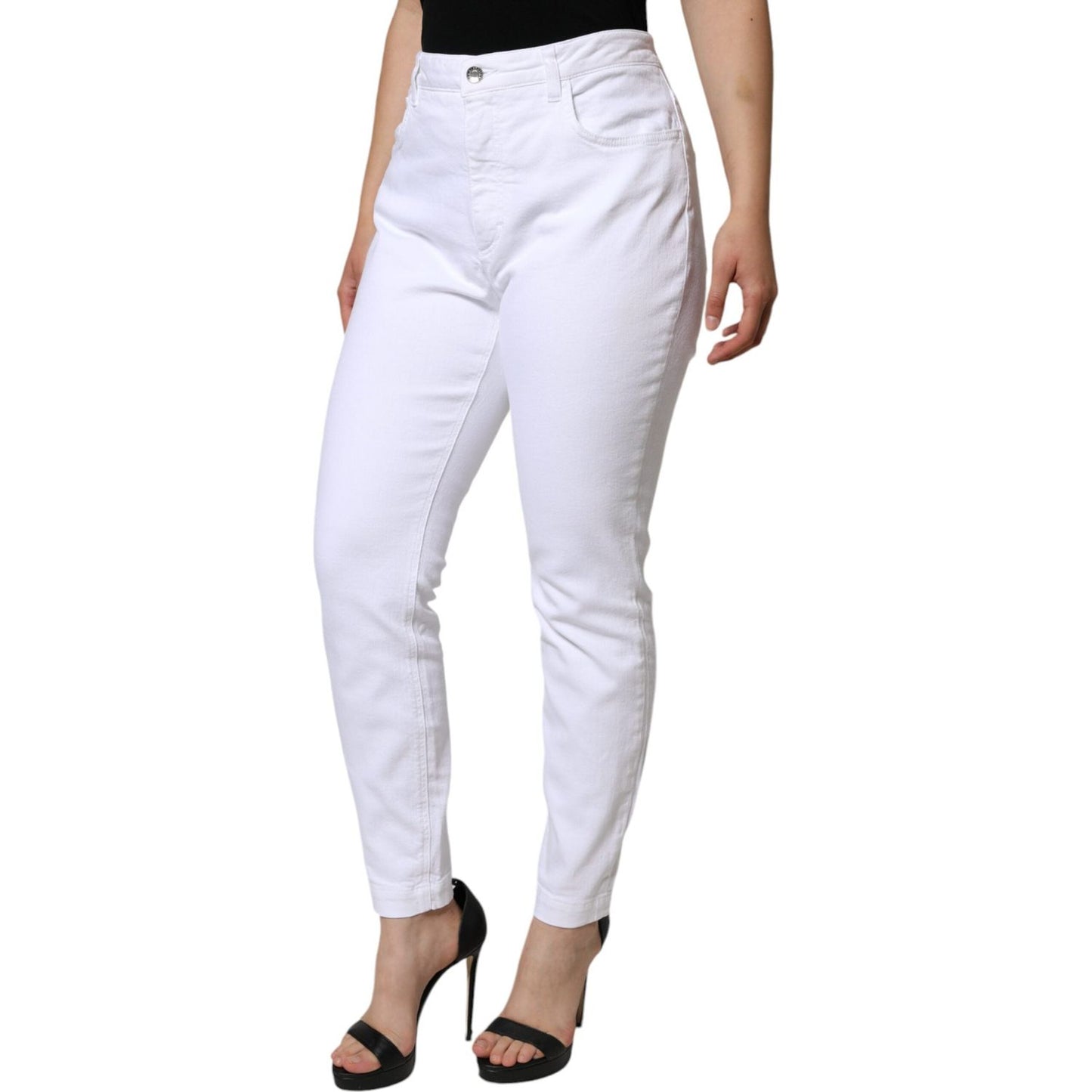 Dolce & Gabbana White Cotton Stretch AUDREY Skinny Jeans Dolce & Gabbana Light Gray