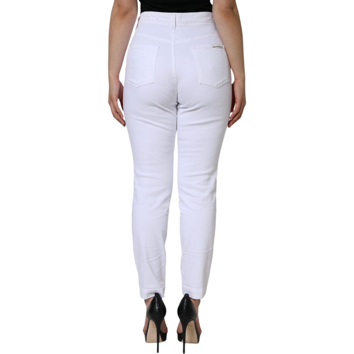 Dolce & Gabbana White Cotton Stretch AUDREY Skinny Jeans Dolce & Gabbana Light Gray