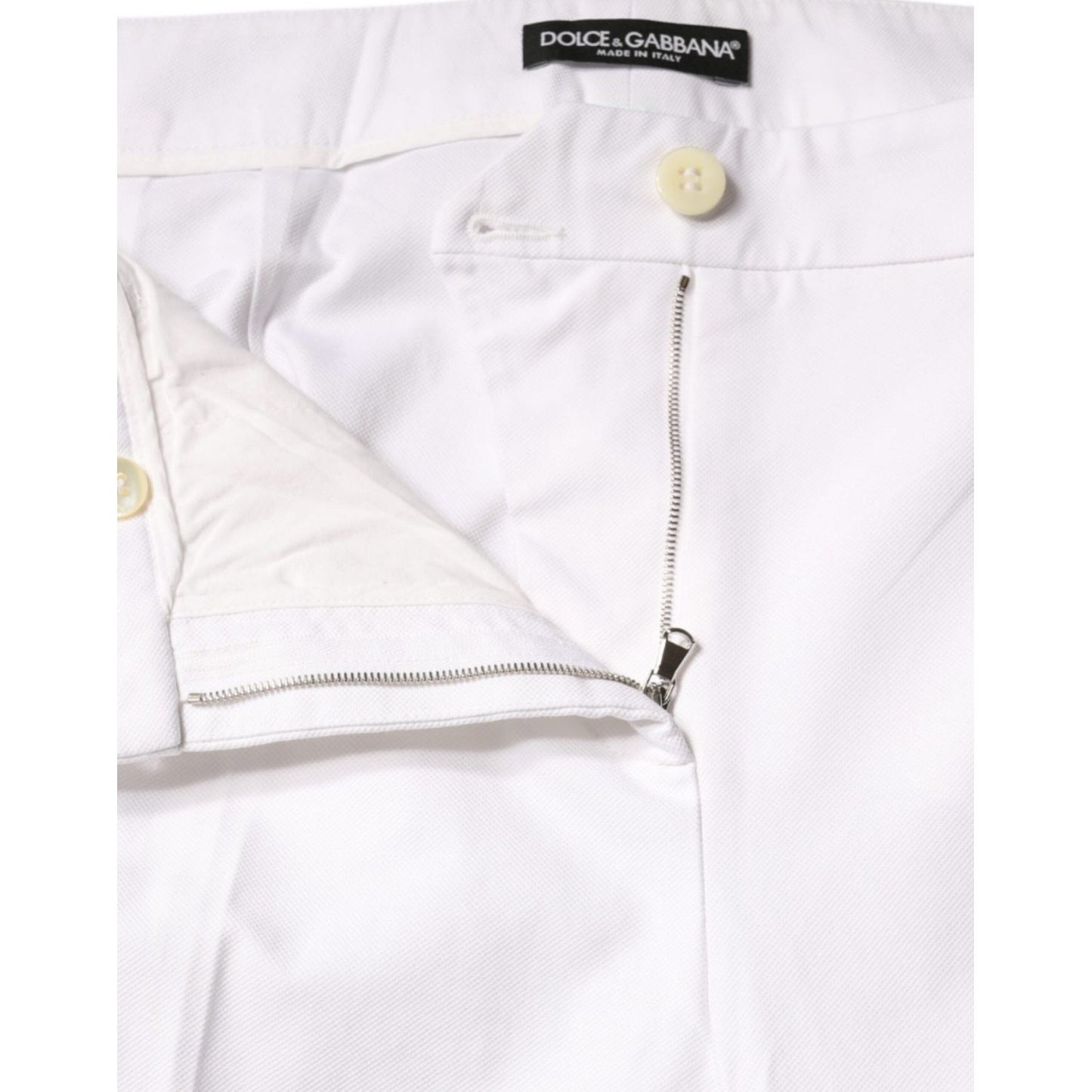 Dolce & Gabbana White Cotton Stretch Tapered Pants Dolce & Gabbana Lavender